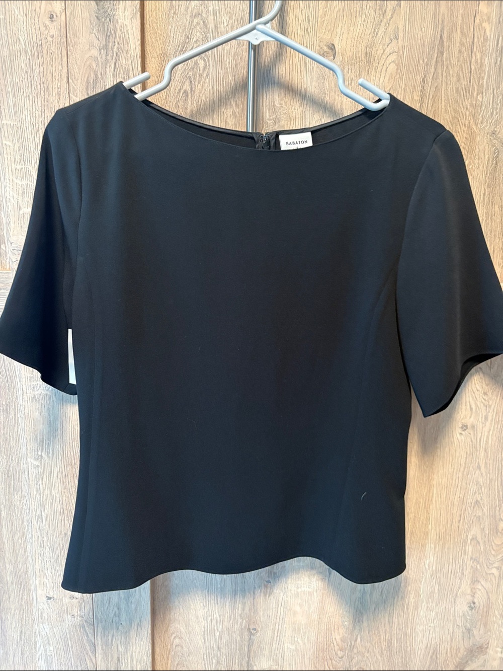Aritzia Babaton Black Short-Sleeve Boatneck Top